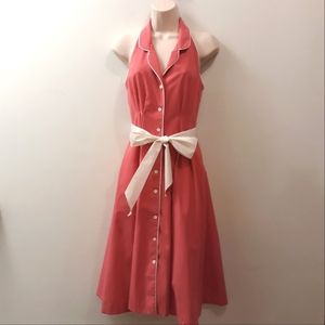 Vintage Act I New York Sleeveless Cutaway Dress Pink with Piping